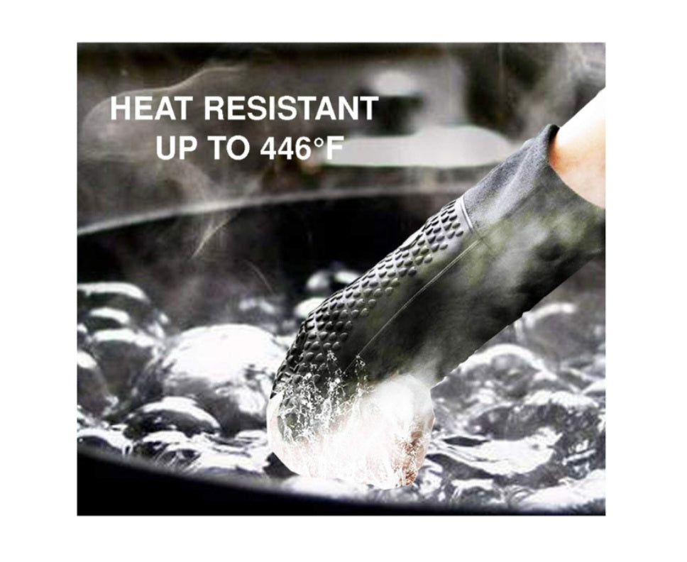 Silicone Kitchen Oven Glove/Mitt Heat Resistant Non Slip Single Glove - Black