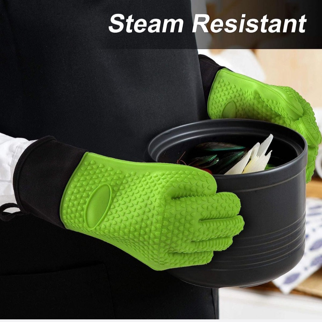 Silicone Kitchen Oven Glove/Mitt Heat Resistant Non Slip Single Glove - Bright Neon green