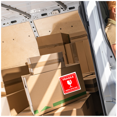 Fragile Handle With Care Packaging Labels 12x12cm -300pcs