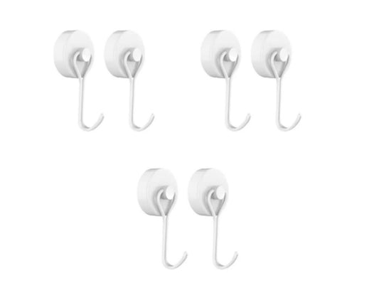 Magnetic Swivel Heavy Duty Neodymium Hooks 6 Pack - White