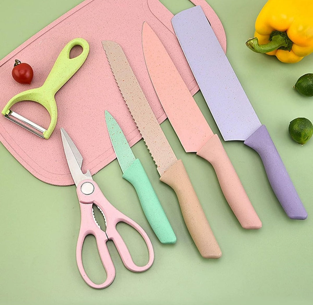 8 Piece Kitchen Knife Set Stainless Steel with Chopping Board and Knife Sharpener