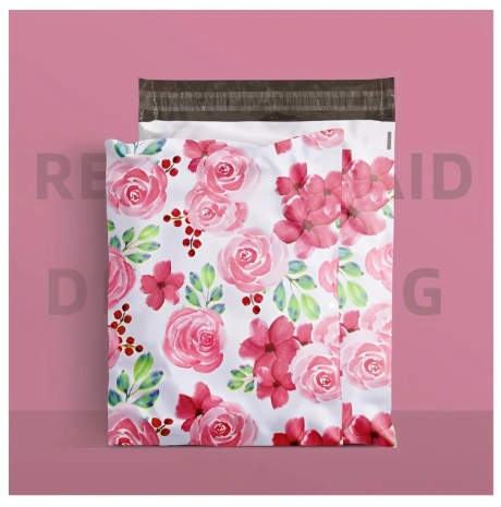 100 Pink Floral Polymailers 25x33cm