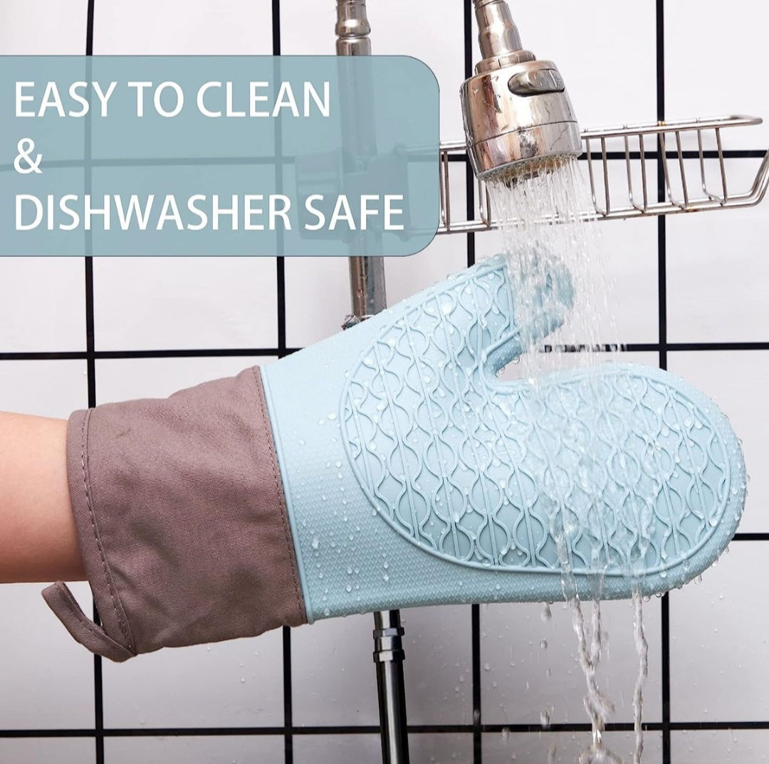 Silicone Non Slip Gloves 2 Piece -Baby Blue