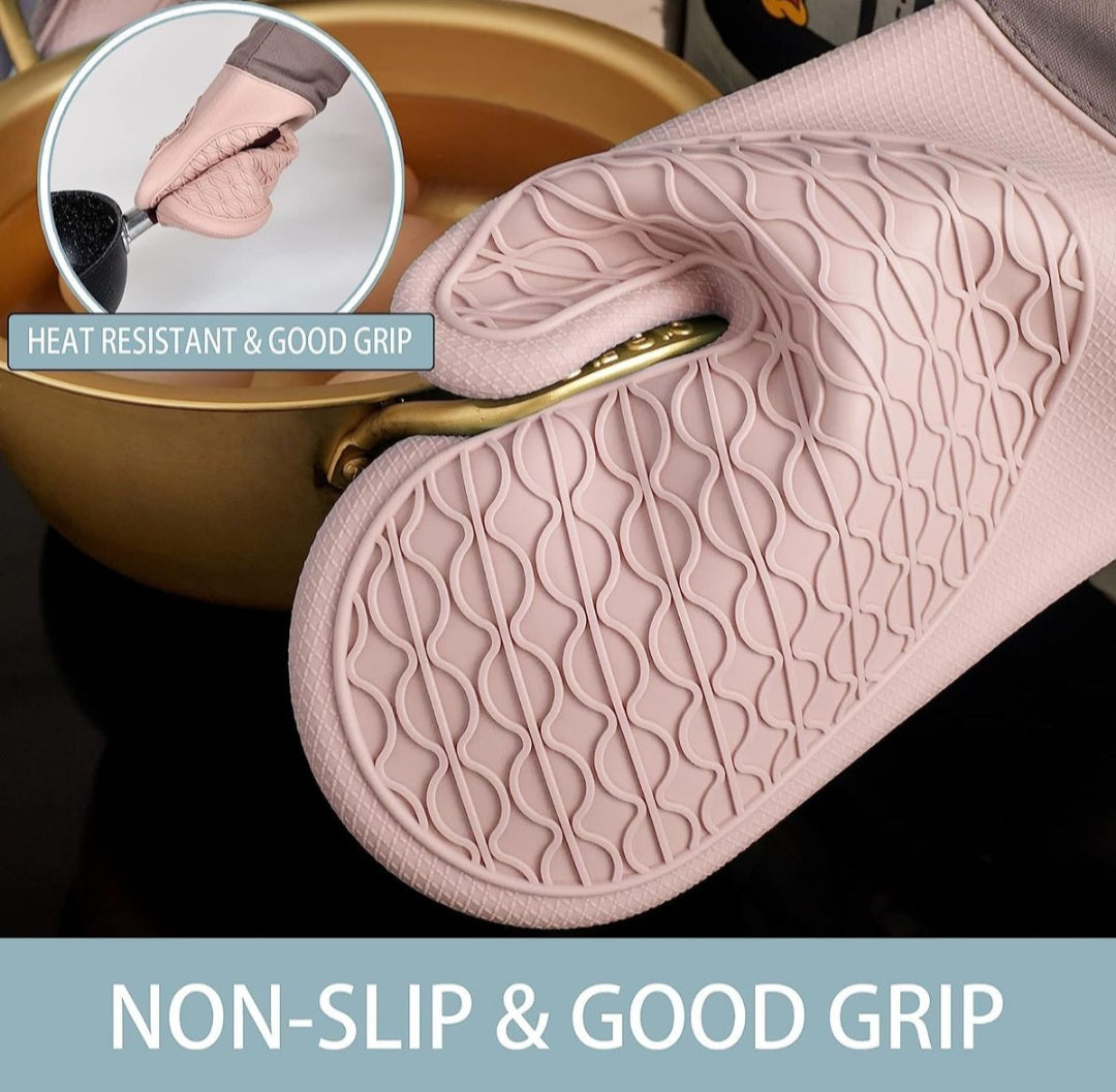 Silicone Non Slip Gloves 2 Piece - pink camel