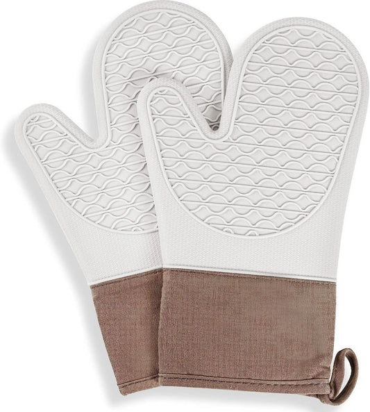 Silicone Non Slip Gloves 2 Piece - Light grey