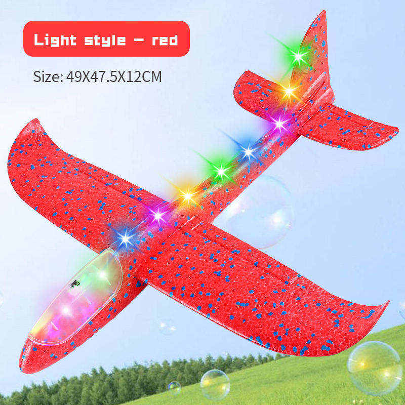 Foam Glider Stunt Launch Airplane Toy Hand Throw Lighted - 4 Colour Pack