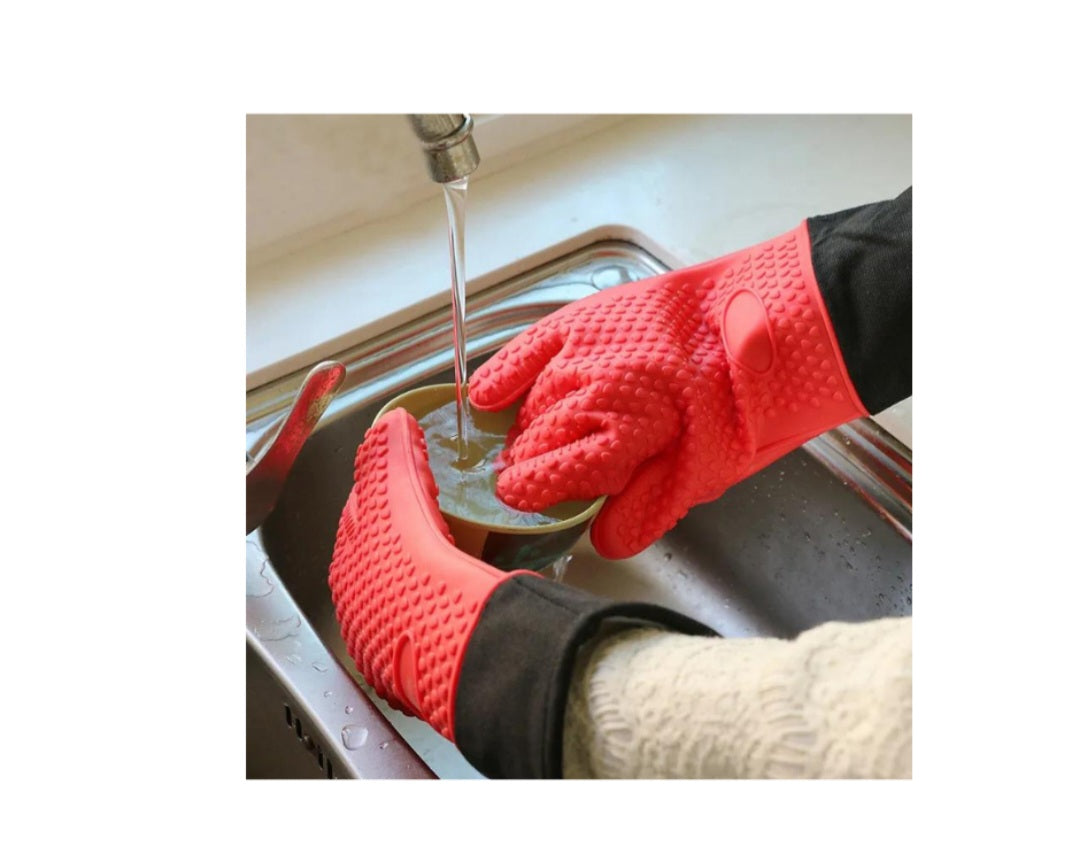 Silicone Kitchen Oven Glove/Mitt Heat Resistant Non Slip Single Glove - Bright Red