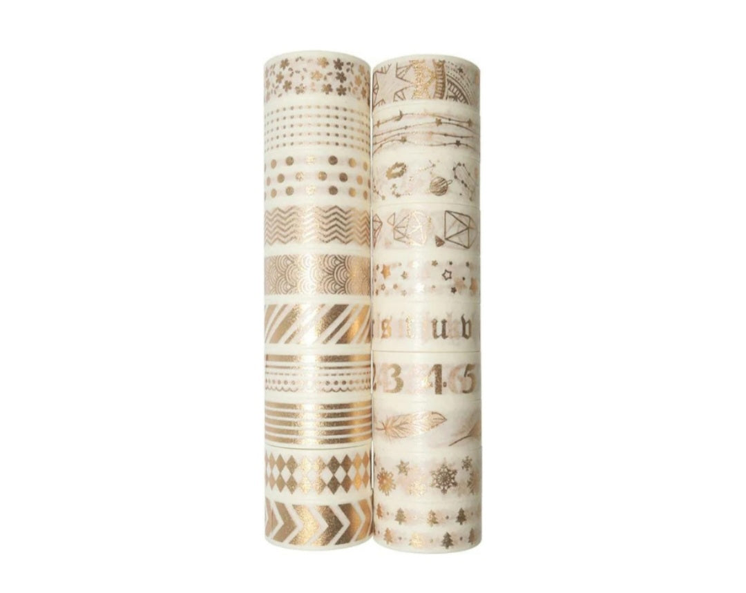 20 Rolls Gold Foil Washi Tape Schools Art Gifts Decorative Scrapbook 3M
