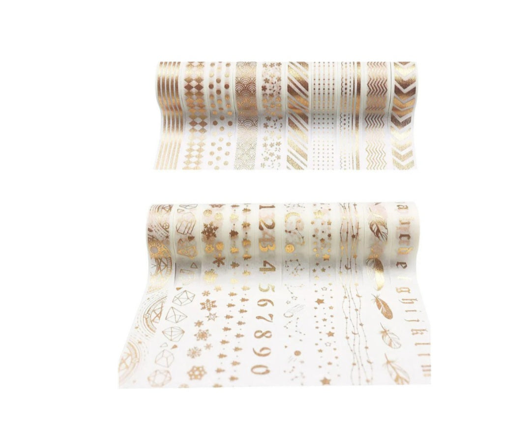 20 Rolls Gold Foil Washi Tape Schools Art Gifts Decorative Scrapbook 3M