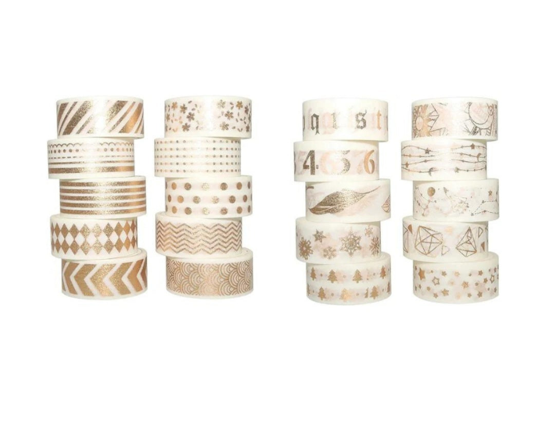 20 Rolls Gold Foil Washi Tape Schools Art Gifts Decorative Scrapbook 3M