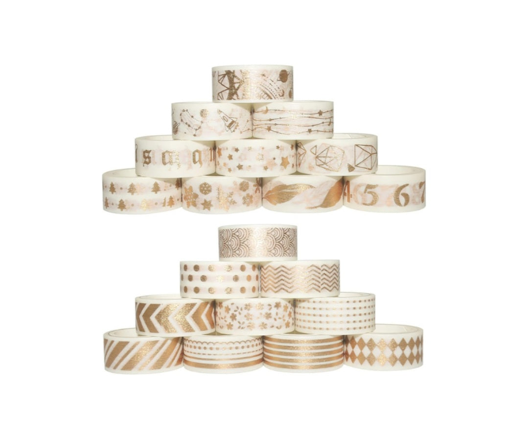 20 Rolls Gold Foil Washi Tape Schools Art Gifts Decorative Scrapbook 3M