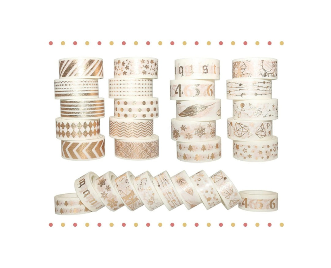 20 Rolls Gold Foil Washi Tape Schools Art Gifts Decorative Scrapbook 3M