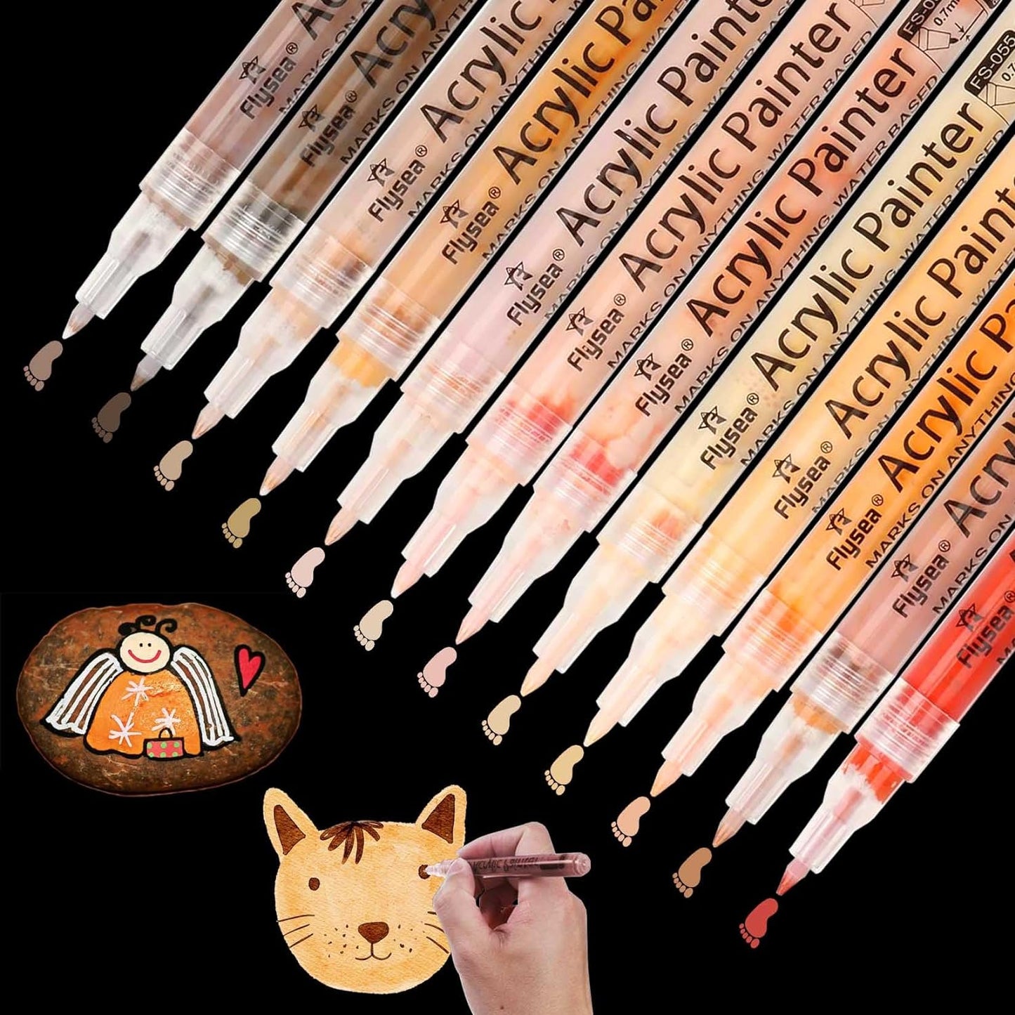 12 Skin Tone Acrylic Pen Fine Tip Markers