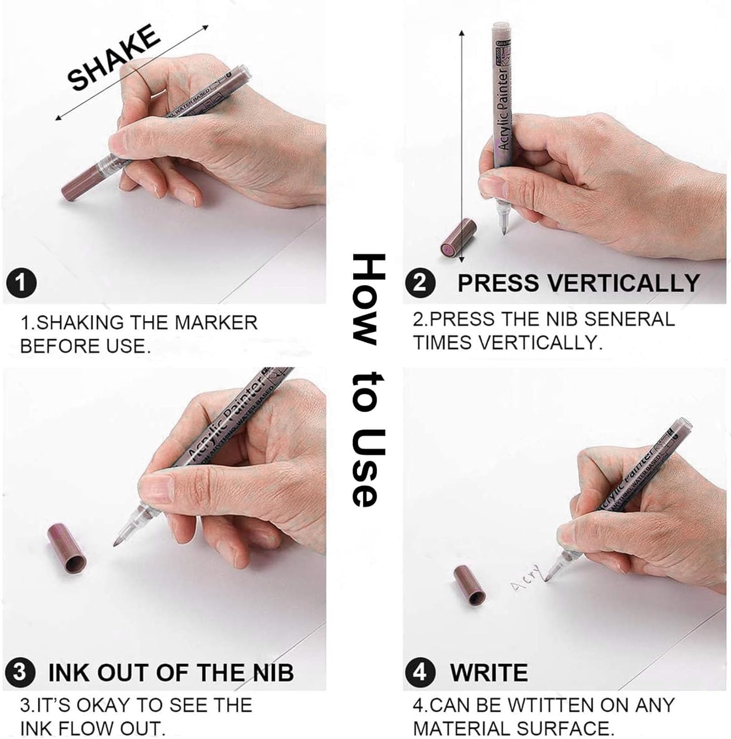 12 Skin Tone Acrylic Pen Fine Tip Markers