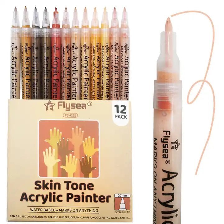 12 Skin Tone Acrylic Pen Fine Tip Markers