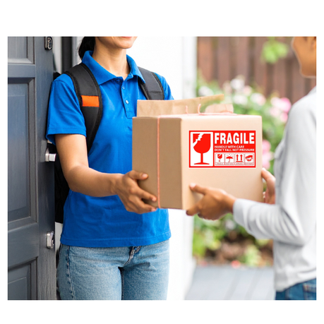 Fragile Handle With Care Pressure Packaging Label Stickers 8x5.5cm -500pcs