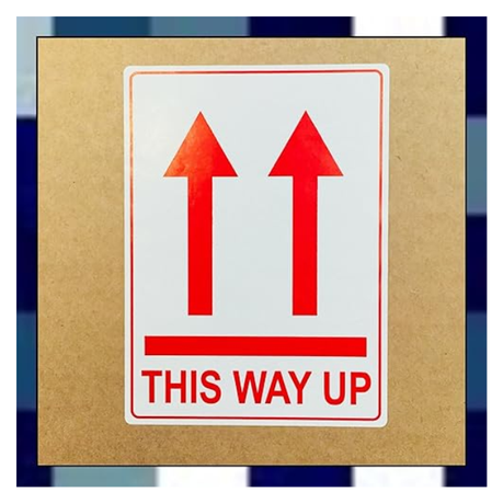 This Way Up Fragile Warning Label Packaging Stickers 12 x 12cm -300pcs