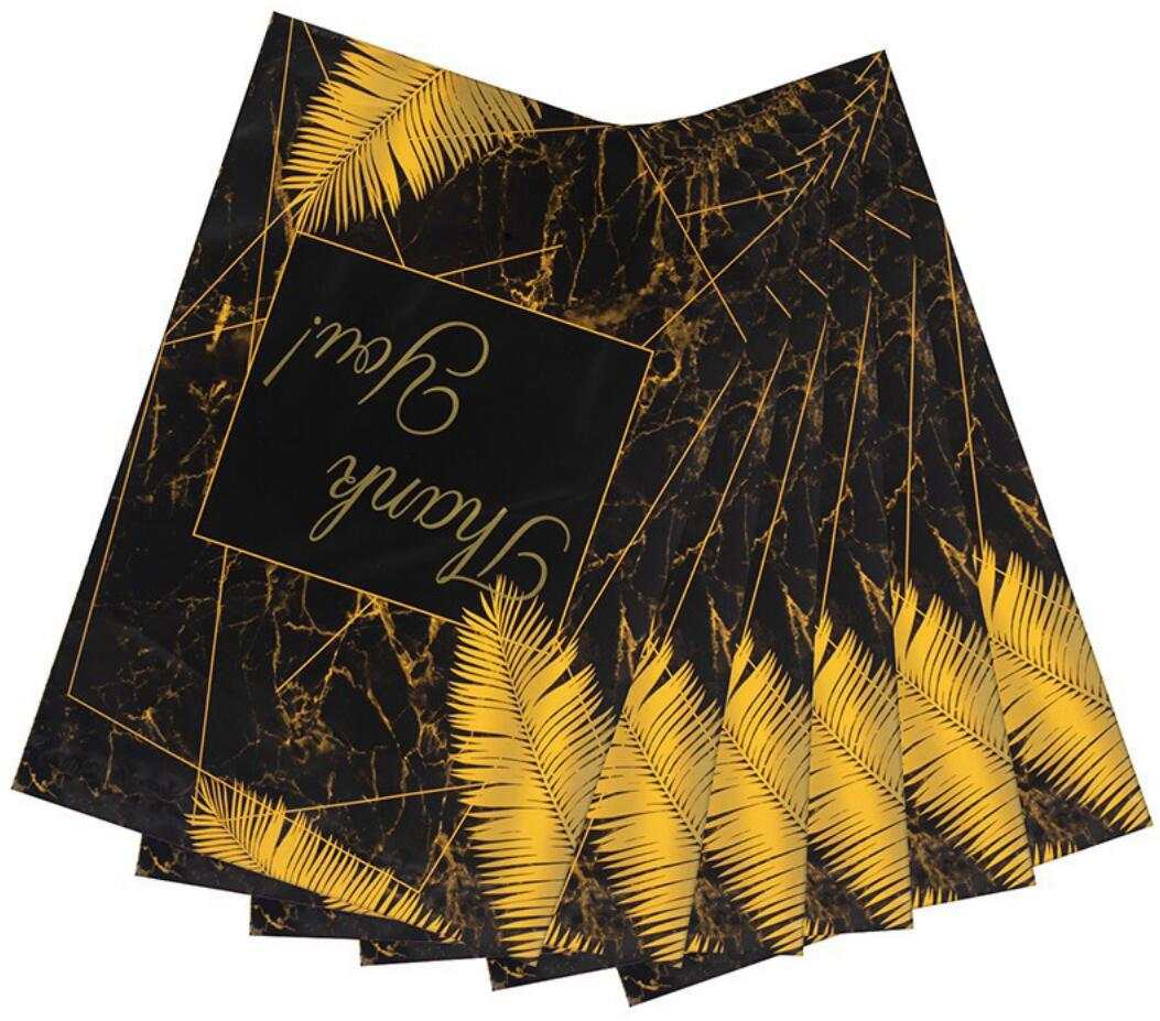 100 Black Gold Thank You 25X33cm Poly Mailer