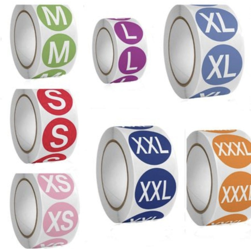 7 Pack Clothing Size Stickers
(500 per roll)