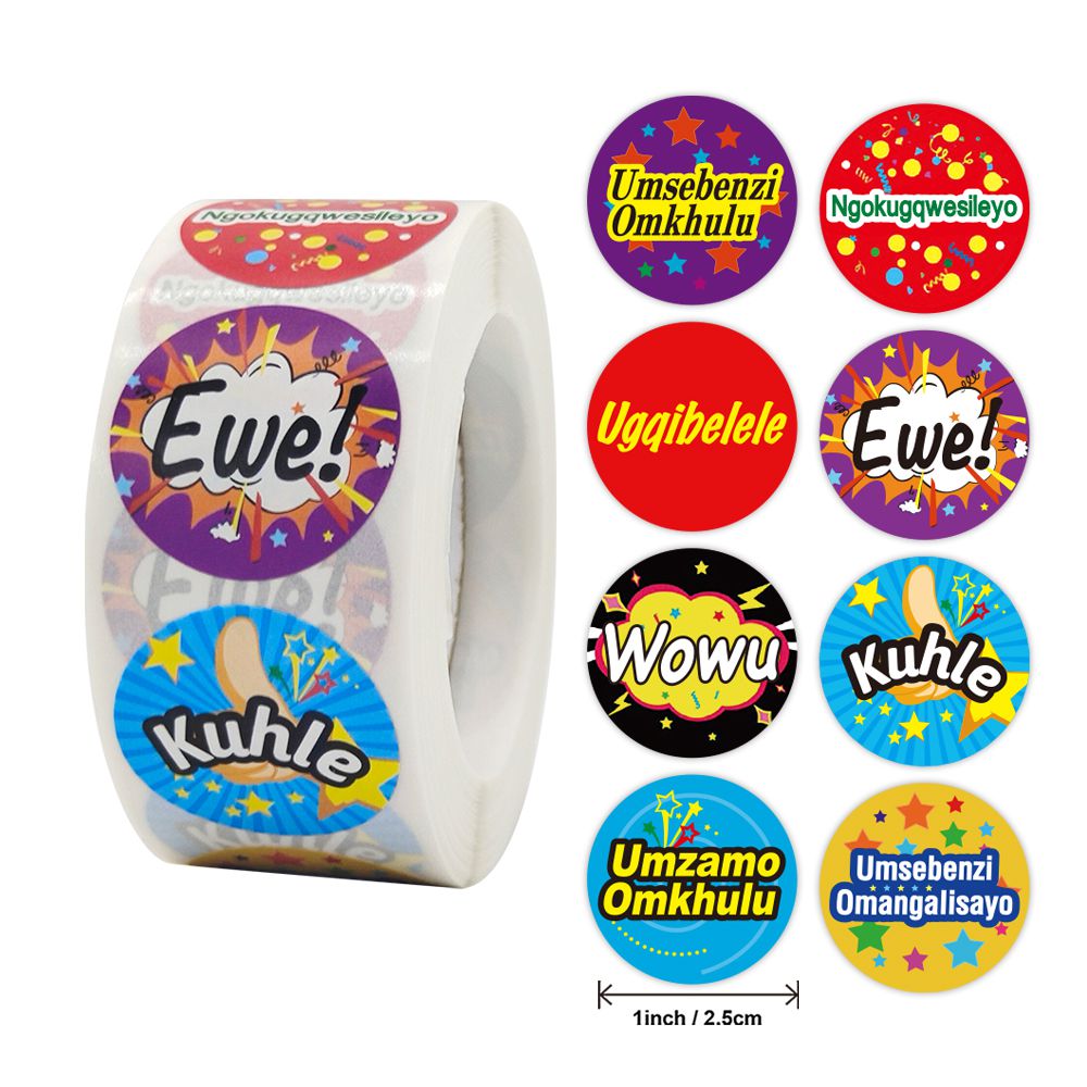 Zulu or Xhosa stickers - 25mm
Zulu yebo motivation stickers - 500 stickers