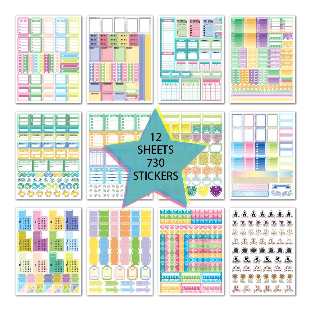 Year plannerschool teacher presentation event - 660 pieces
Multiple themes 12 sheets 730 stickers