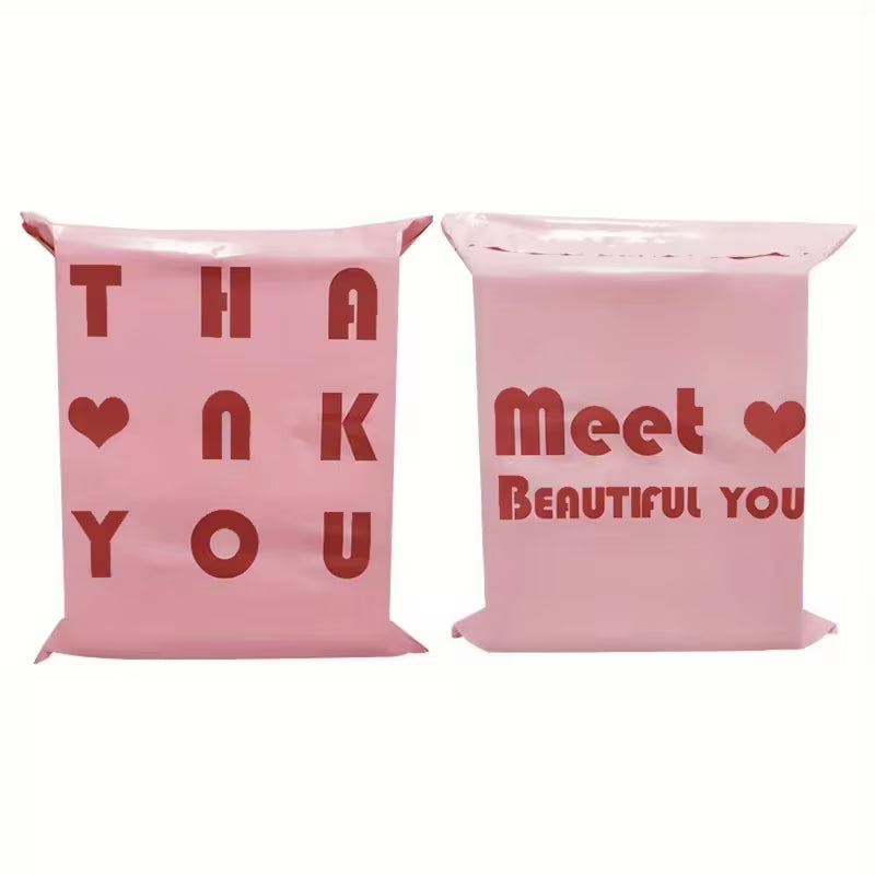 100 Express Polymailers Packaging 25x35 Self-Adhesive Pink & Red Print