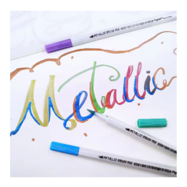 10 Metallic Marker Pens Brush Tip Multi Surface 0.5-6mm Tip
