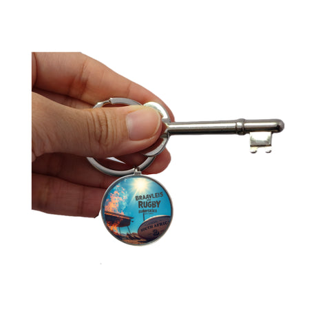 South Africa Flag Keyring Braaivleis Sunnyskies Rugby Novelty Souvenir 2 pack
