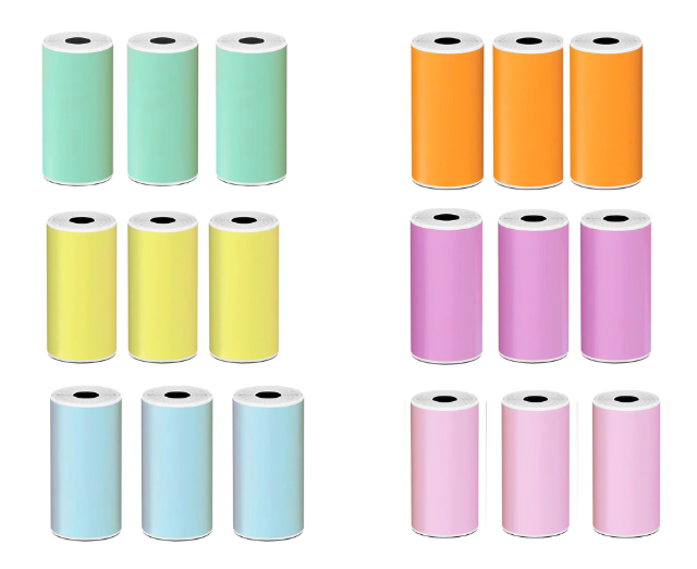 18 Rolls Continue Colour Sticker Paper for Mini Thermal Printers 57x30mm