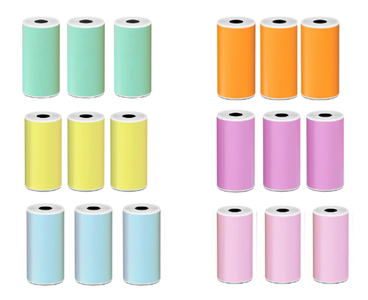 18 Rolls Continue Colour Sticker Paper for Mini Thermal Printers 57x30mm