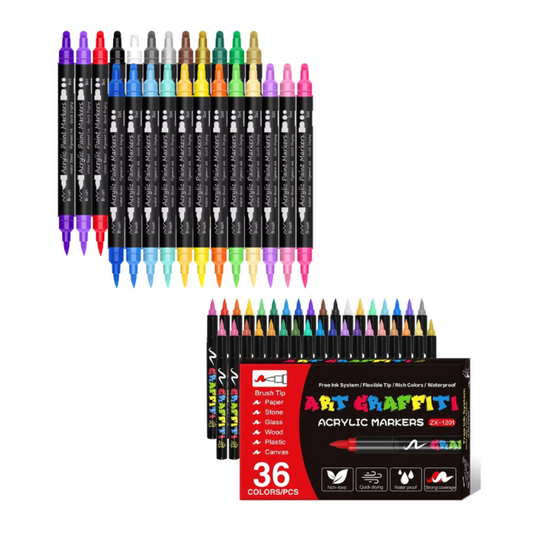 2PK Combo 24 Dual Tip Acrylic Paint Marker & 36 Acrylic Graffiti Markers