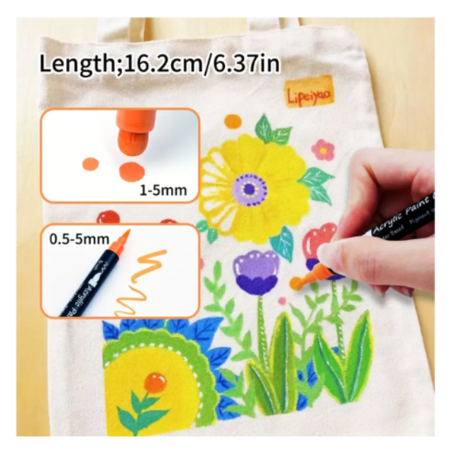 2PK Combo 12 Graffiti Paint Markers 2.5mm & 24 Dual Tip Acrylic Paint Markers