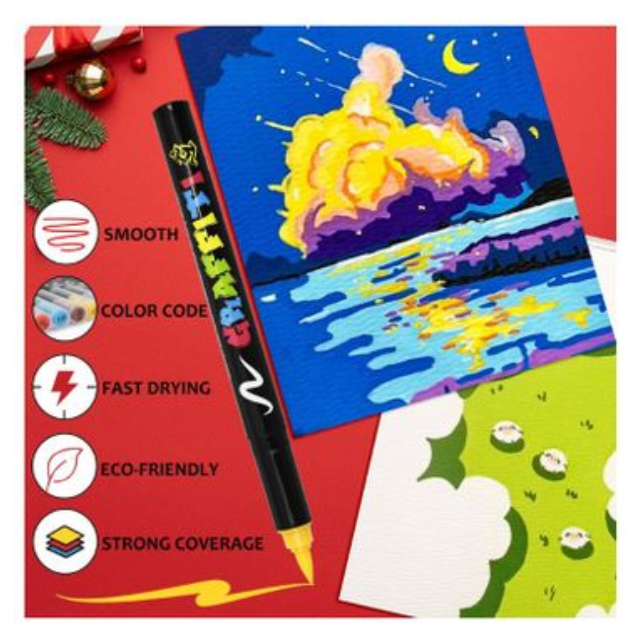 2PK Combo 12 Graffiti Paint Markers 2.5mm & 24 Dual Tip Acrylic Paint Markers