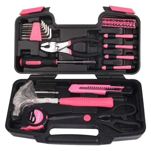 39 Piece Household Pink Hand Tool Set