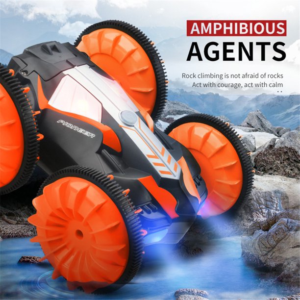 Remote Control 4WD Monster Stunt Car High Speed 360 Flip Amphibious - Orange