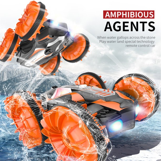 Remote Control 4WD Monster Stunt Car High Speed 360 Flip Amphibious - Orange