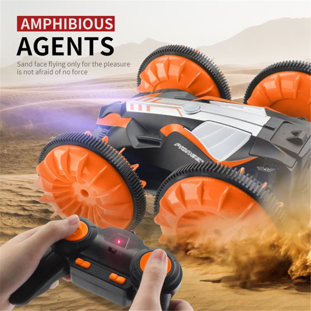 Remote Control 4WD Monster Stunt Car High Speed 360 Flip Amphibious - Orange