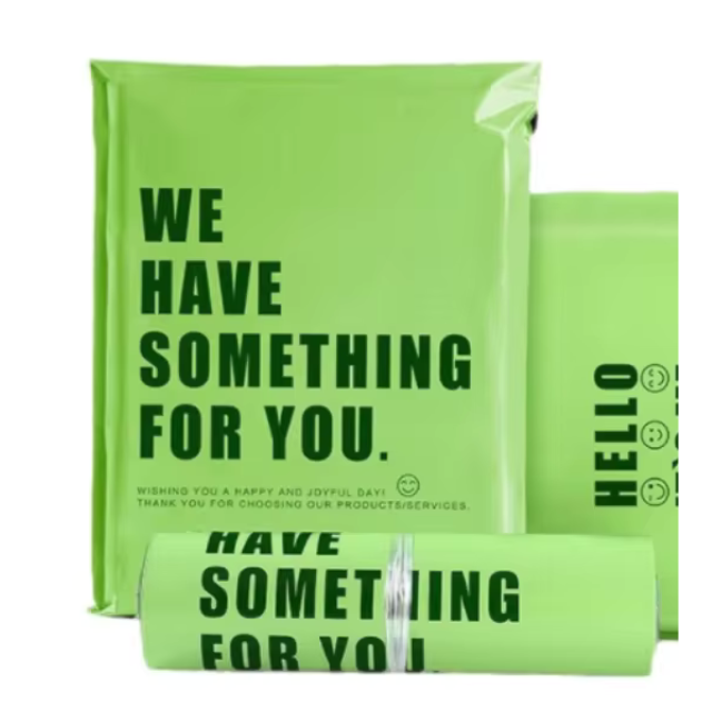 100 Express Polymailers Packaging 17x30cm Self-Adhesive Green Print