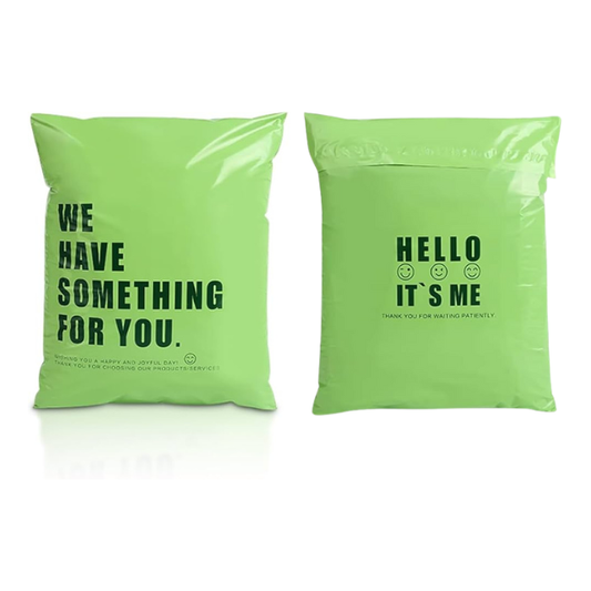 100 Express Polymailers Packaging 25x35cm Self-Adhesive Green Print