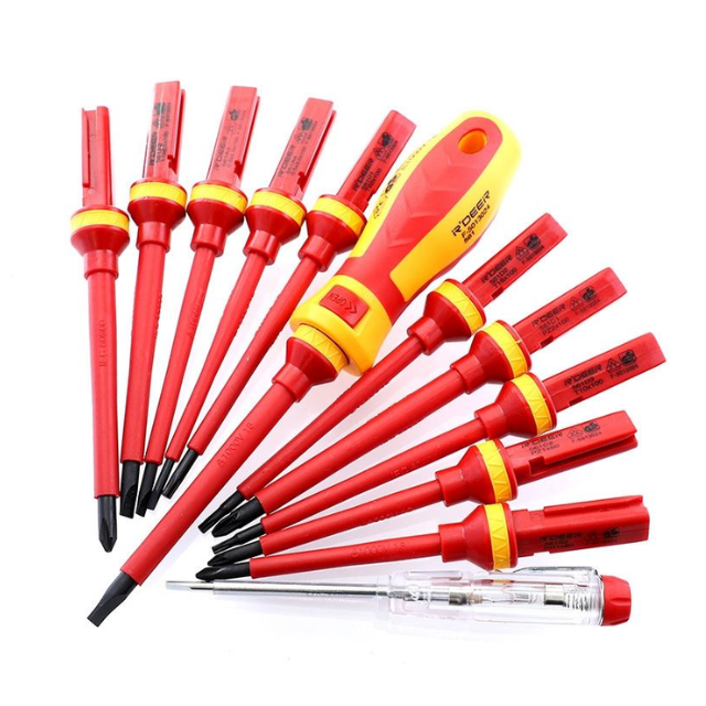 13 in 1 Orange Insulated Household Electrician Screwdriver Set