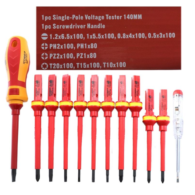 13 in 1 Orange Insulated Household Electrician Screwdriver Set