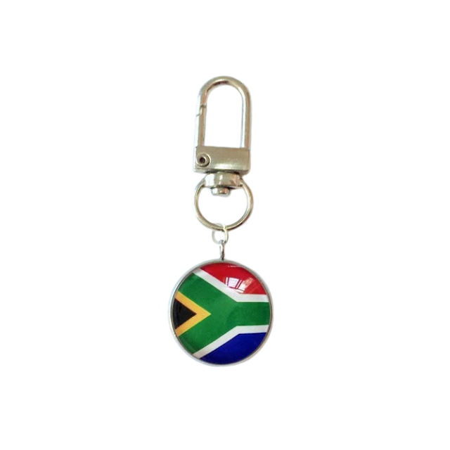 Novelty South African Flag Domed Keyring with Swivel Clip