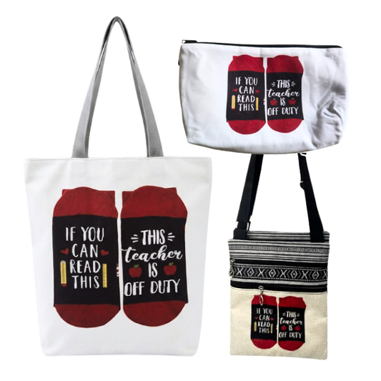 3 Piece Teacher Appreciation Gift Bag Set - This Teacher is Off Duty Design