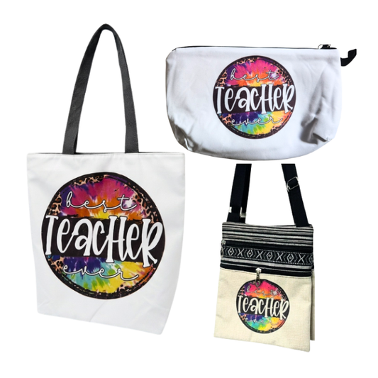 3 Piece Teacher Appreciation Gift Bag Set - Best Teacher Colour Splash