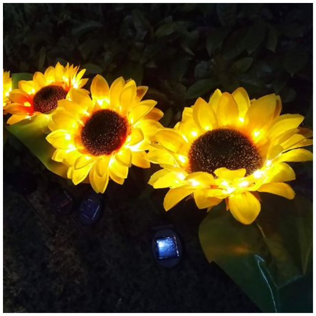 2 Pack Sunflower Solar Garden Decorative Lights Outdoor LED