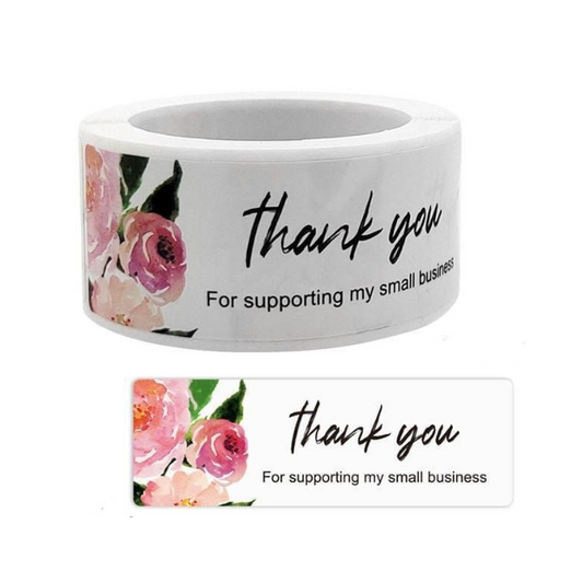 White Rectangular Thank You Sticker 125 per roll