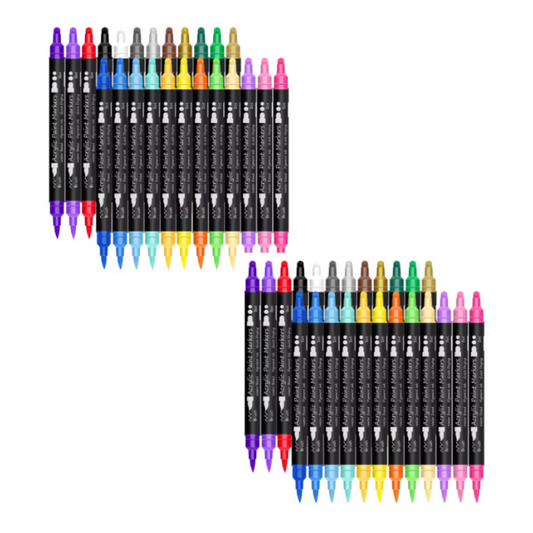 2 PK Combo 24 Tip Dual Fine & Dot Tip Acrylic Paint Marker Pens