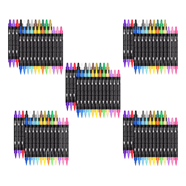 5PK Combo 24 Dual Tip Fine& Dot Tip Acrylic Paint Marker Pens