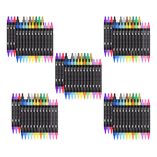 5PK Combo 24 Dual Tip Fine& Dot Tip Acrylic Paint Marker Pens
