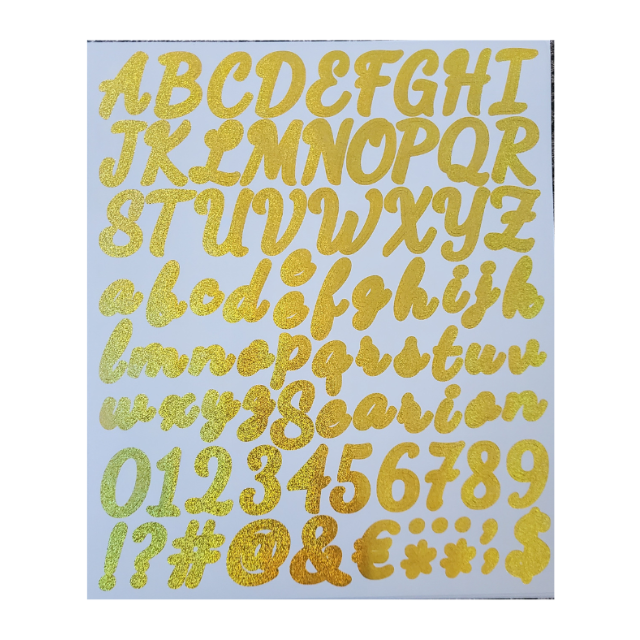 Glitter Gold Alphabet Stickers -12 Sheets
